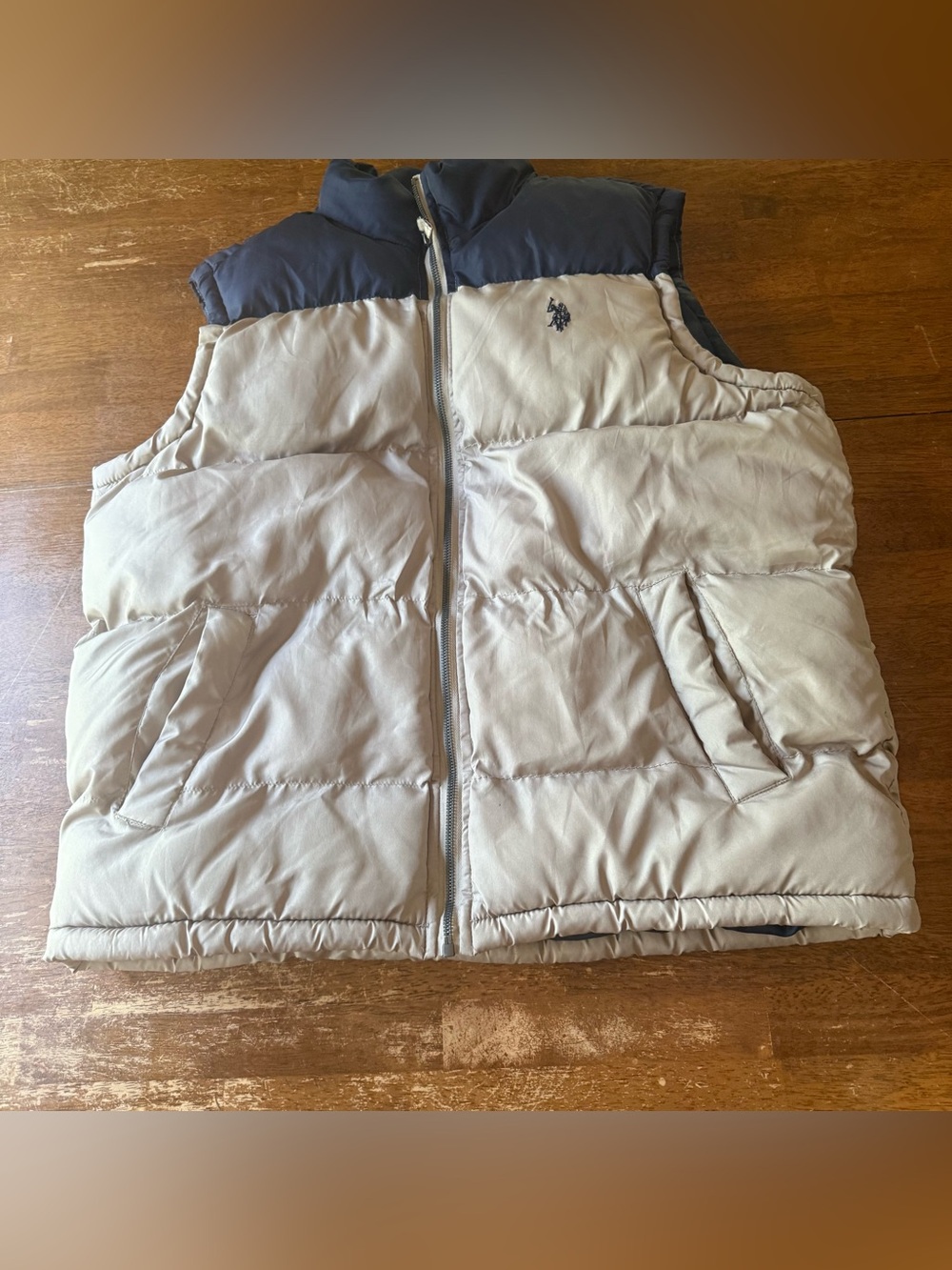U.S. Polo Assn. Men’s Cream and Navy Puffer Vest